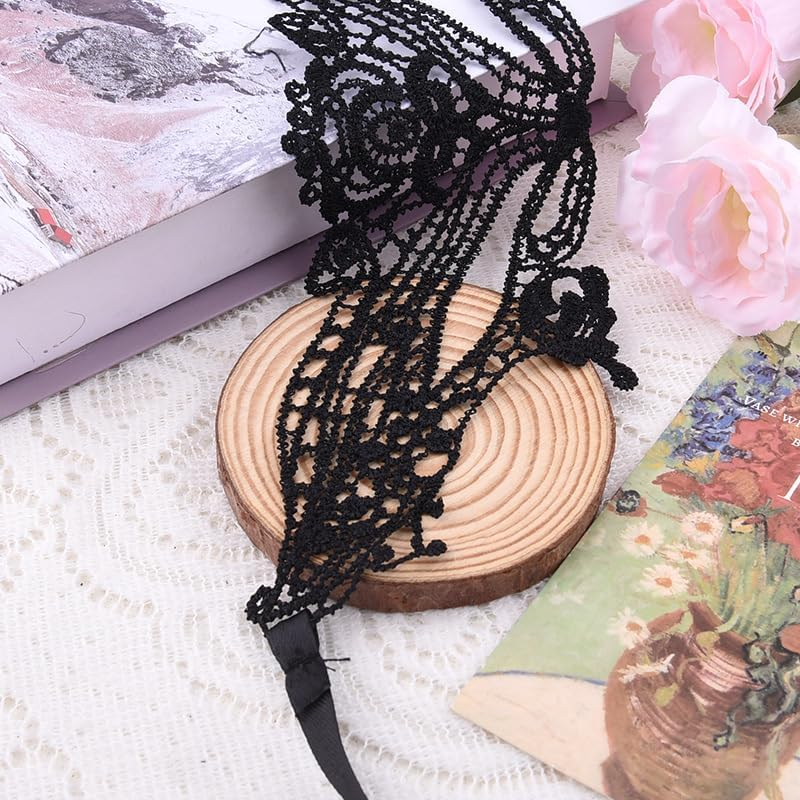 Black Lace Face Masks for Women Masquerade Party Decoration Gothic Masquerade Mask for Couple Girlfriend Wife Halloween Cosplay Costumes Accessories image number 2