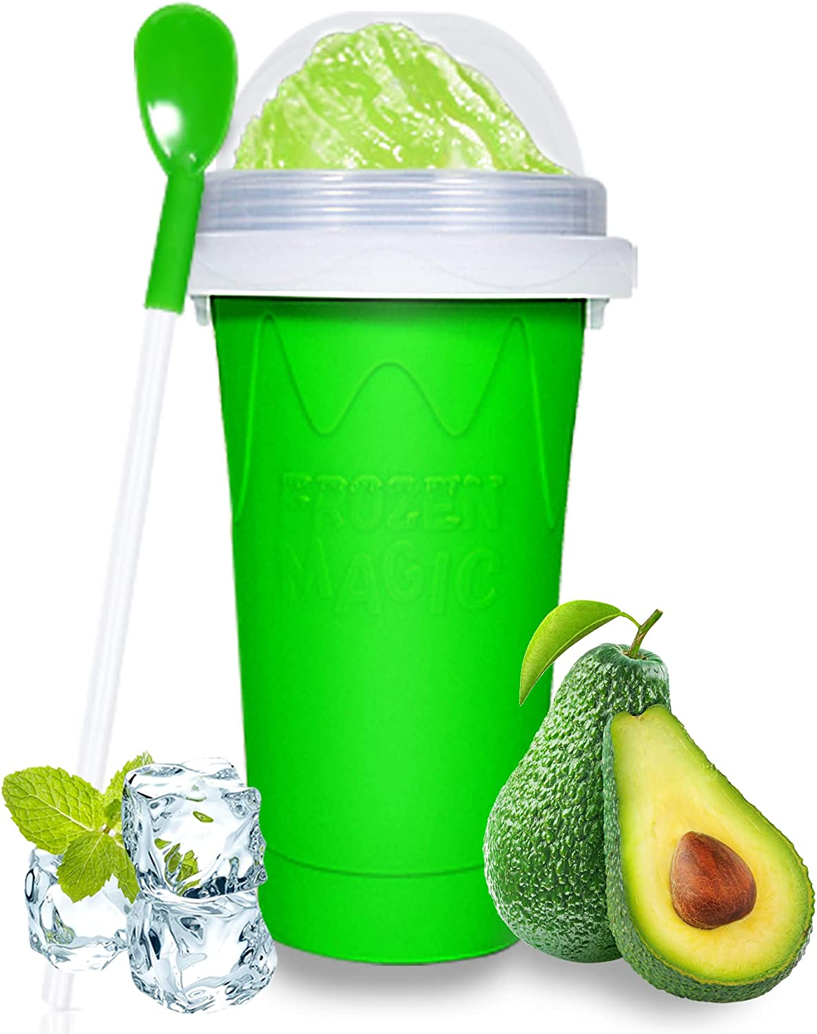 Color Land Slushie Slushy Maker Cup TIK TOK Frozen Magic Squeeze Ice Cream Maker Cup, Cool Stuff Trending Tiktok Items Homemade DIY Cool Gadgets with Lid & Straw (350ML, Blue)