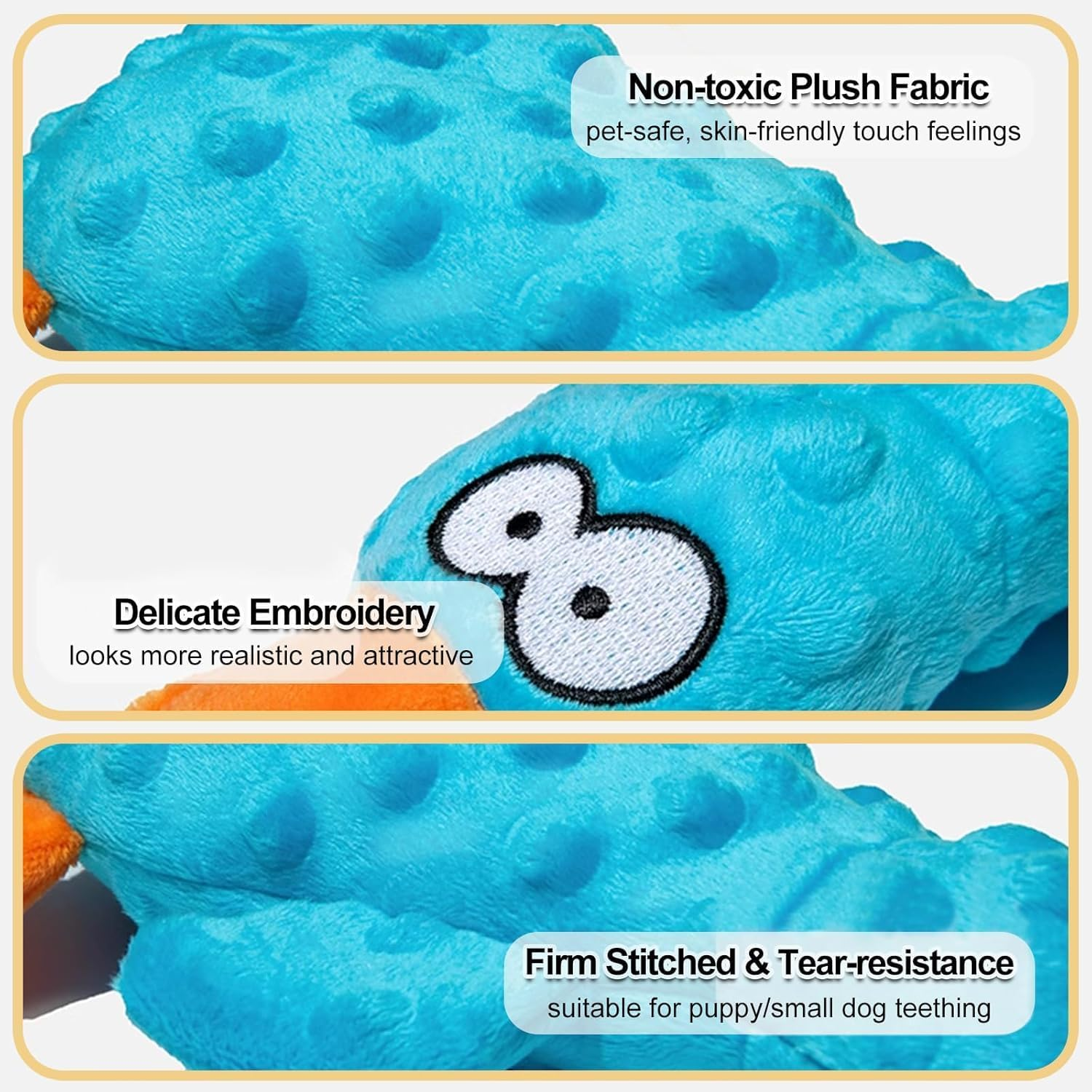 Squeaky Plush Duck Stuffed Crinkle Dog Toys for Puppies,Interactive, Soft Chew Toys for Small to Medium Dogs Teething Training and Boredom Relief(2Pcs)