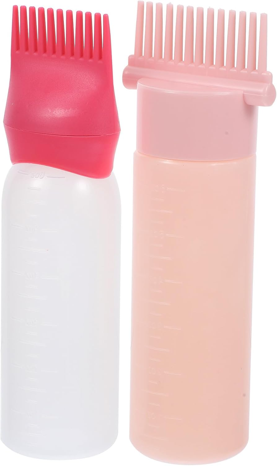 Iplusmile Hair Oil Dispenser Bottles 2Pcs Root Comb Applicator, Smooth Plastic Bottles for Hair Care and Massage image number 1