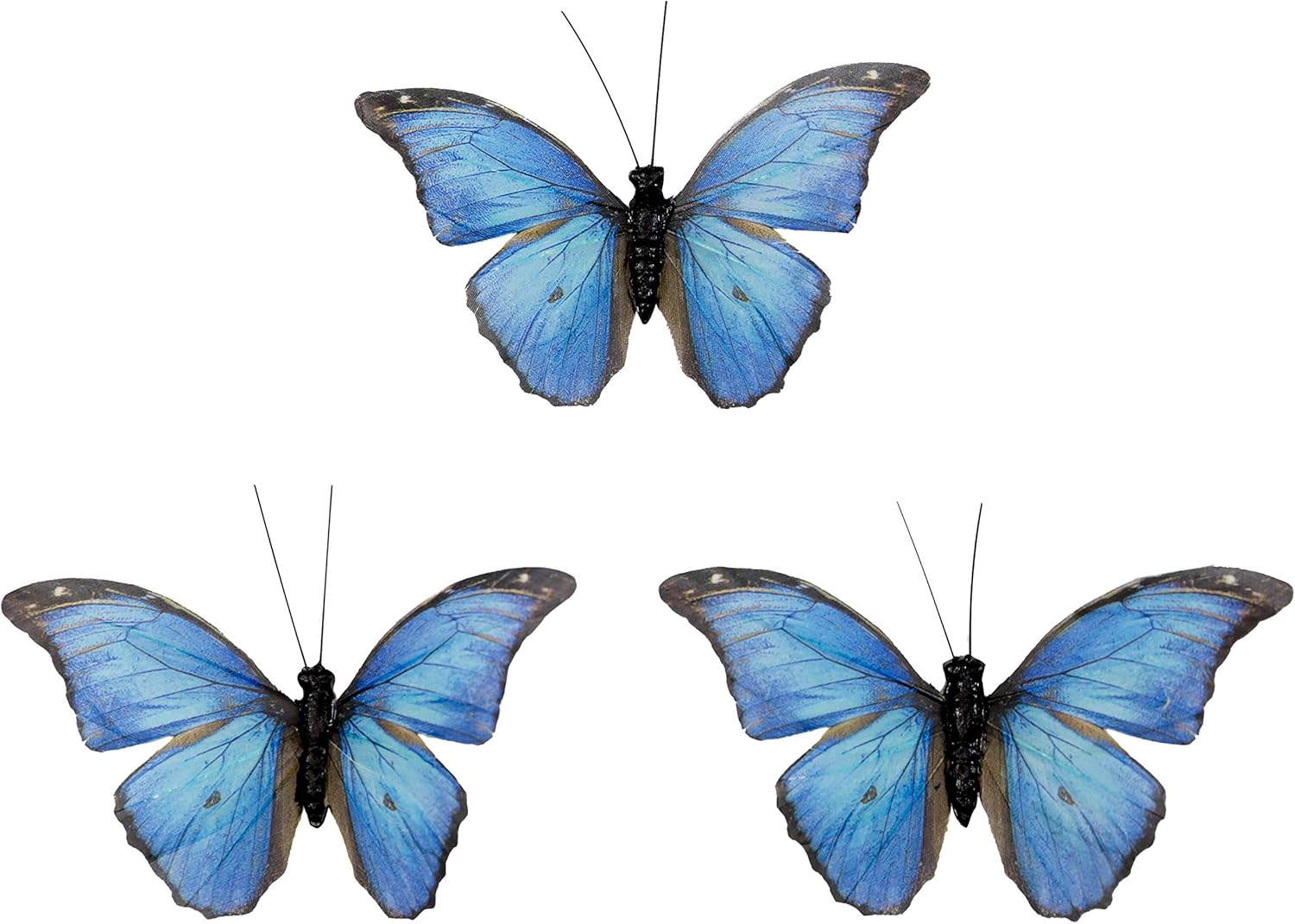 Morpho Butterfly Feather Butterflies on Picks Floral Supplies Set of 12 Pcs Halloween Thanksgiving Decorations