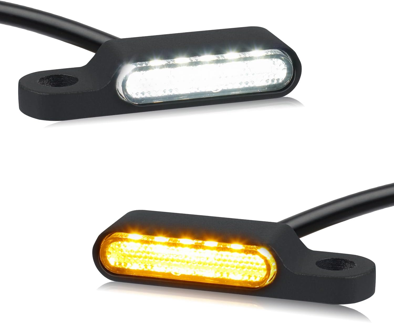 NTHREEAUTO Handlebar LED Turn Signals Mini Motorcycle Blinkers Front Running Light Universal Compatible with Harley Sportster Dyna Honda Shadow Kawasaki Vulcan Yamaha V-Star Road Star