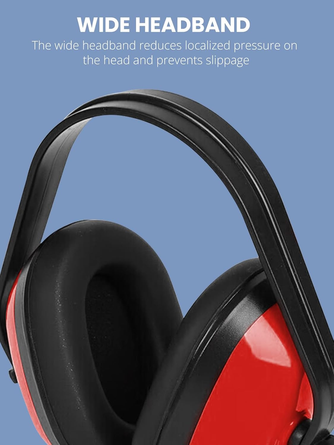 Noise Cancelling Headphones, Thick Padded Ear Protection Earmuffs with Adjustable Headband, Hearing Protection for Shooting, Mowing, Construction and Loud Work, Red image number 4