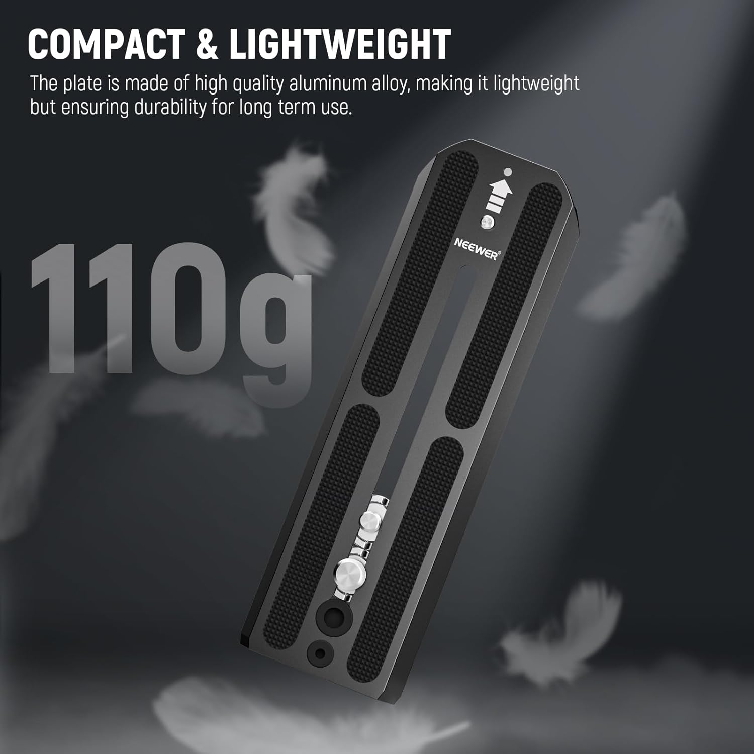 NEEWER 501PL Tripod Quick Release Plate Compatible with MVH500AH MVH502AH, 6.3"/16Cm Extended Camera Mounting Plate with 1/4" 3/8" Screws, anti off Pin for GM001 GM002 GM006 Fluid Heads, QR6 image number 1