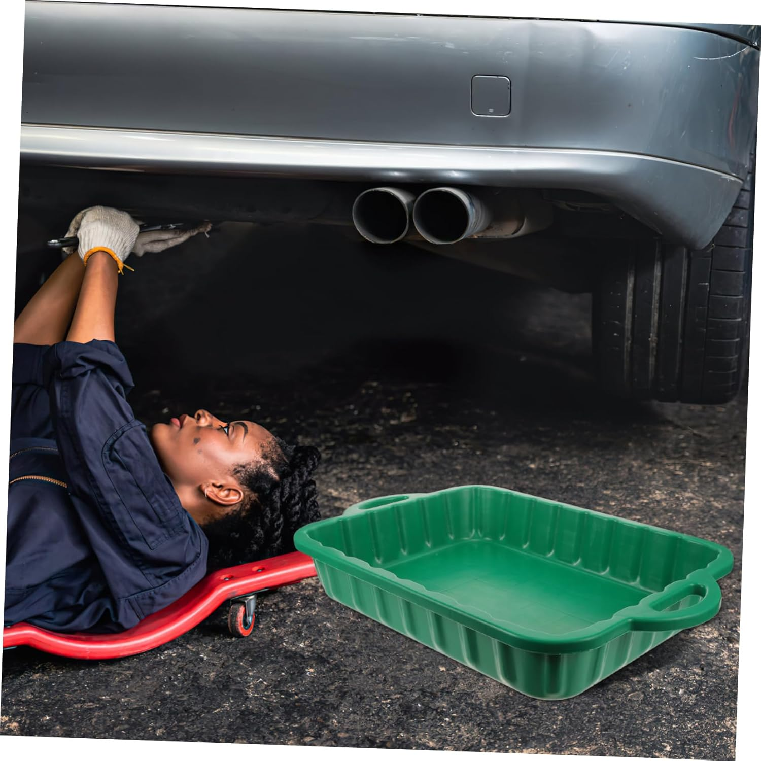 BESTYASH Thickened Plastic Oil Drain Pan and Waste Engine Collector, Large Capacity Drip and Storage Pan for Car Maintenance and Repair, Sturdy Engine Fluid Tray Suitable for Garage Use image number 5