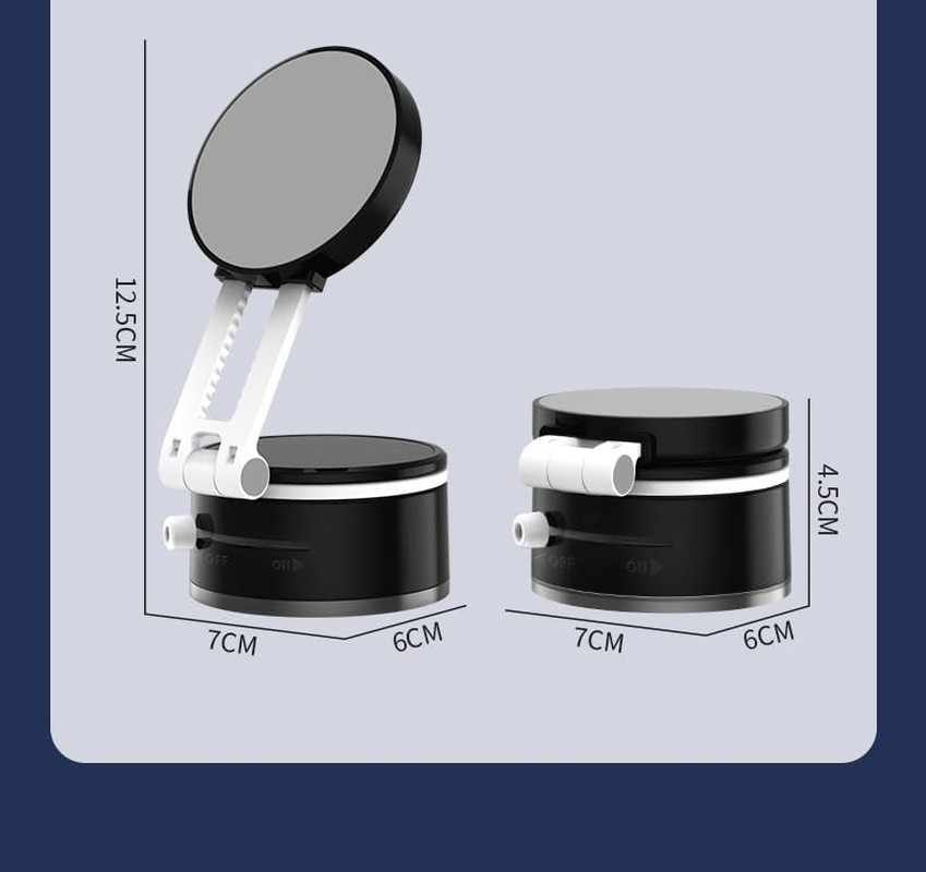 ROUMAYMAY Car Phone Holder Vacuum Suction Mount, Foldable Cup 360&deg; Rotation Retractable Adjustable Strong Magnetic for All Cell Phone Stand on Dashboard Vent Windshield, Black image number 4