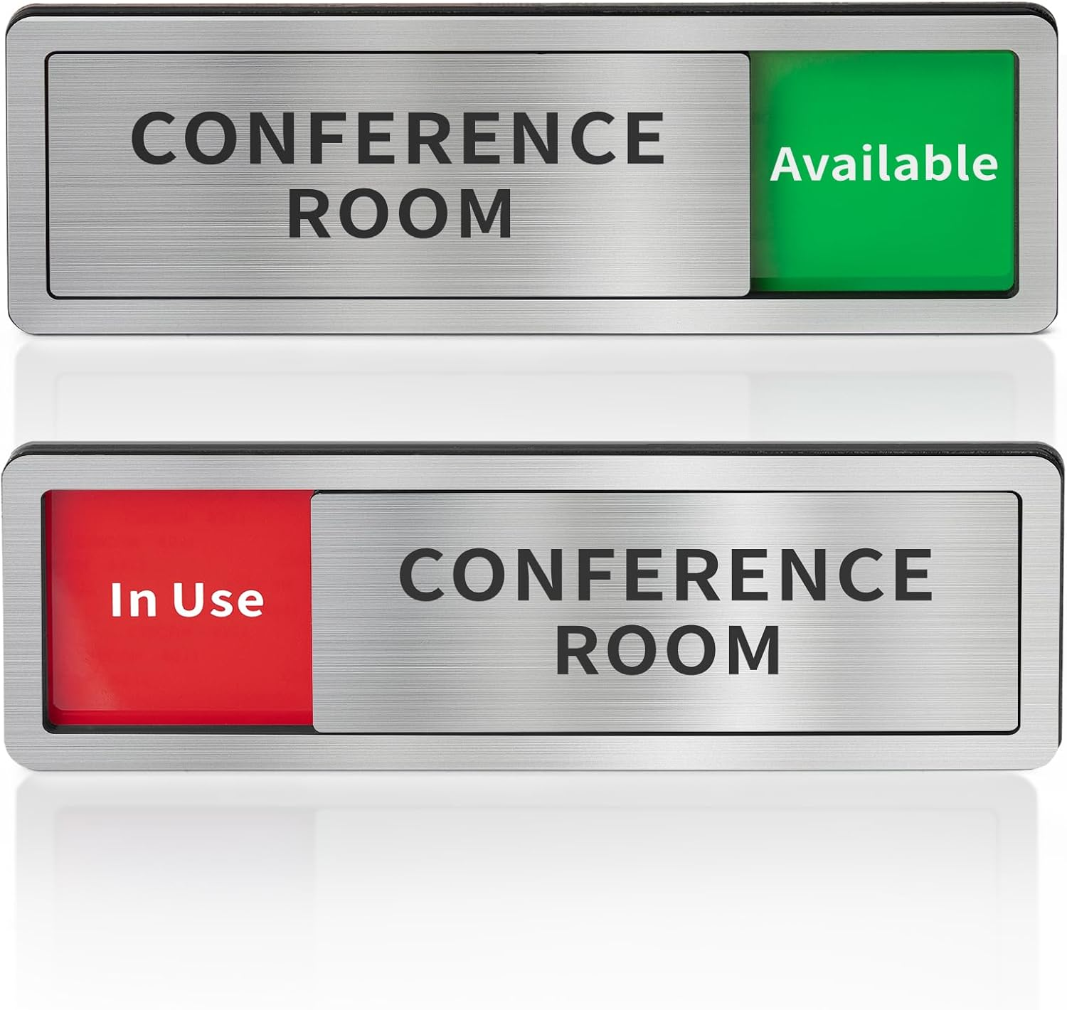 Meeting Room Sliding Door Signs Do Not Disturb, in Use/Available Slider Sign for Home Office Conference Vacant Occupied Privacy Slide Door Sign，Brushed Silver