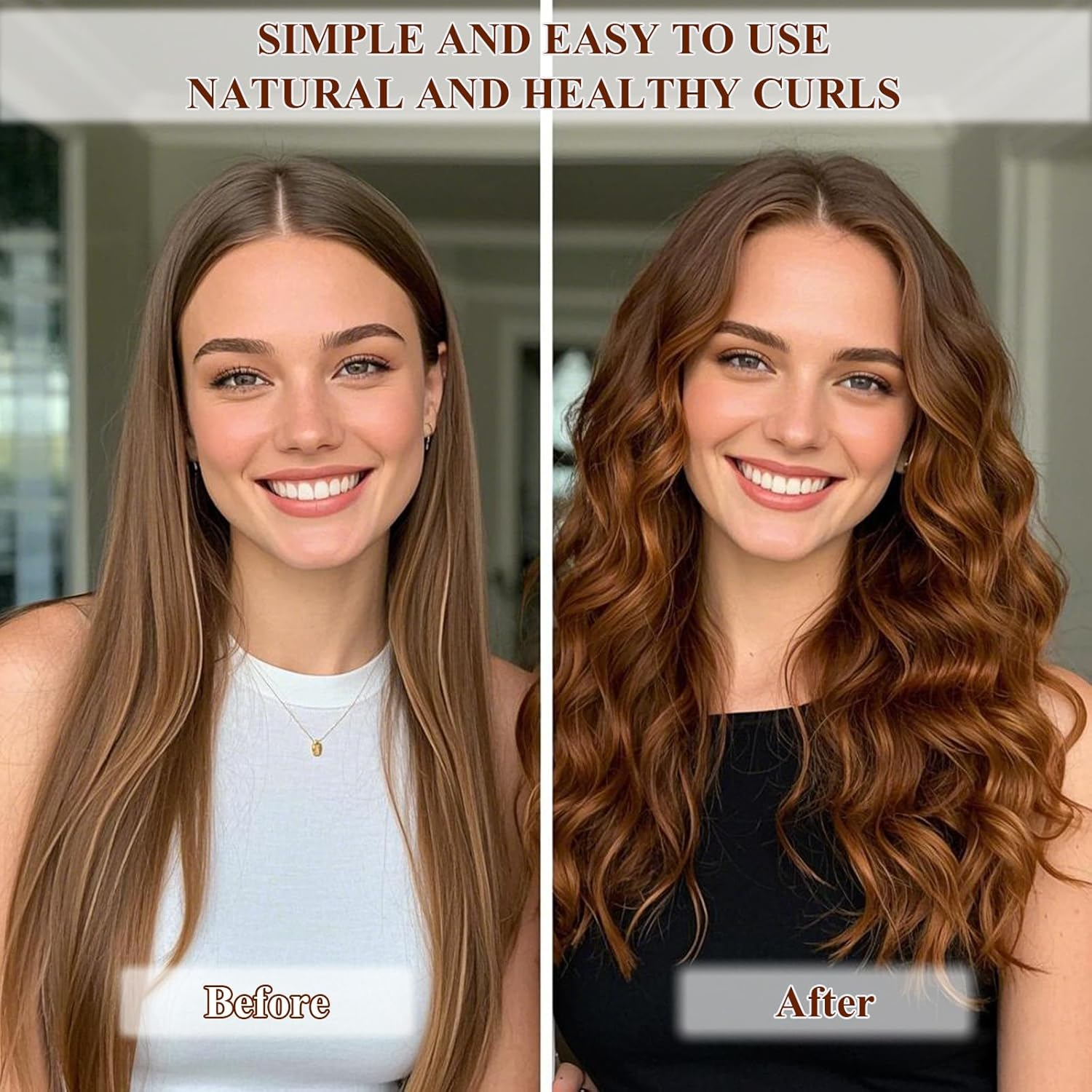 Heatless Hair Curler Headband Creates Heatless Curls and Waves While You Wear (Blue, Medium) - Blue image number 3