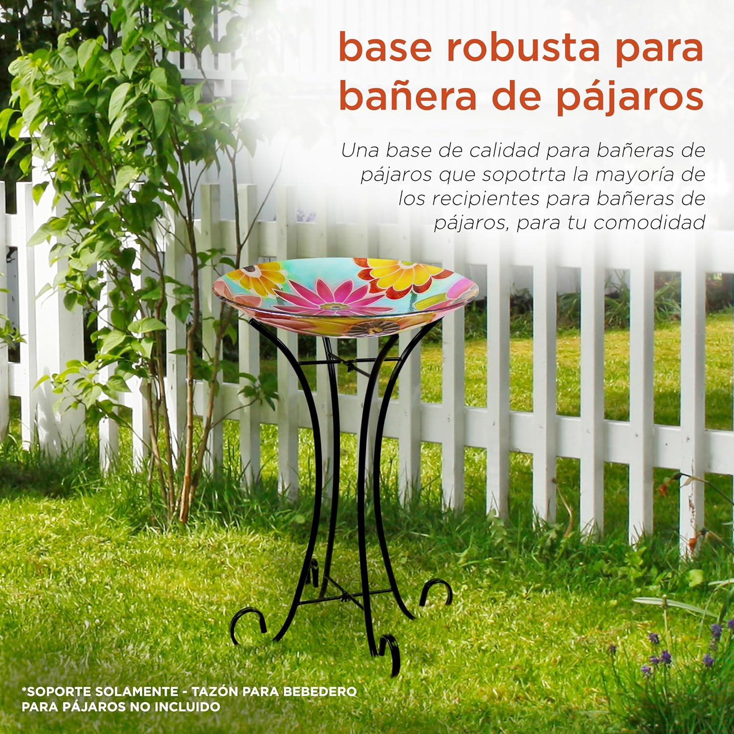 Alpine Corporation 23" Tall Outdoor Metal Bird Bath Stand D&eacute;cor Accessory, Black image number 1