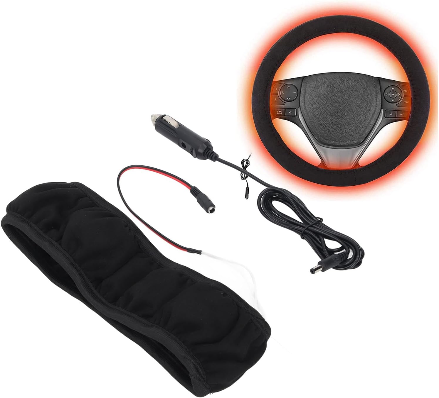 Heated Steering Wheel Cover, 15In Steering Wheel Heater, Auto Steering Wheel Warmer, Universal for 38Cm Diameter Steering Wheel image number 5
