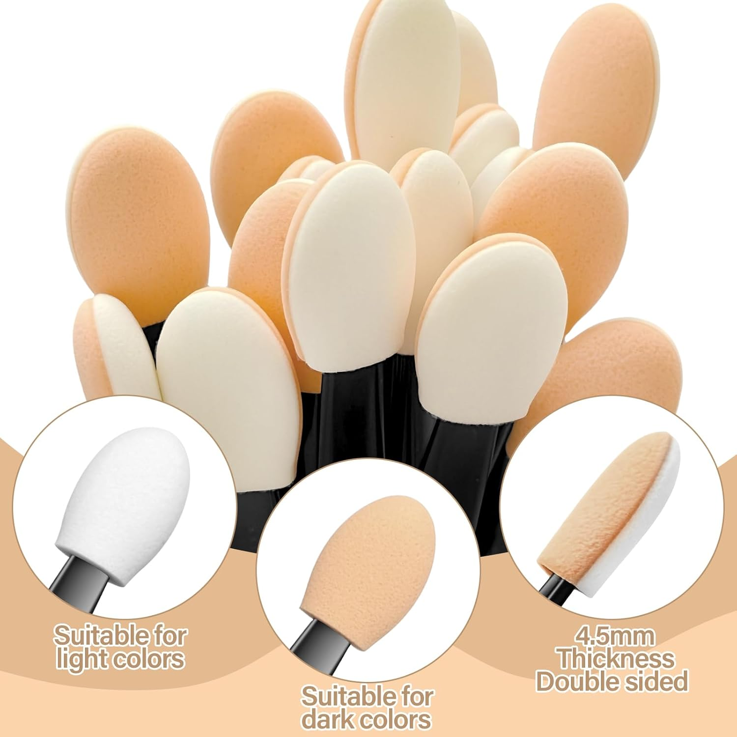 HAIKING Eyeshadow Brush, 100 PCS Dual Sides Eye Shadow Brushes for Nail Art, Makeup Tools(6.3 Cm/2.48 In) image number 3