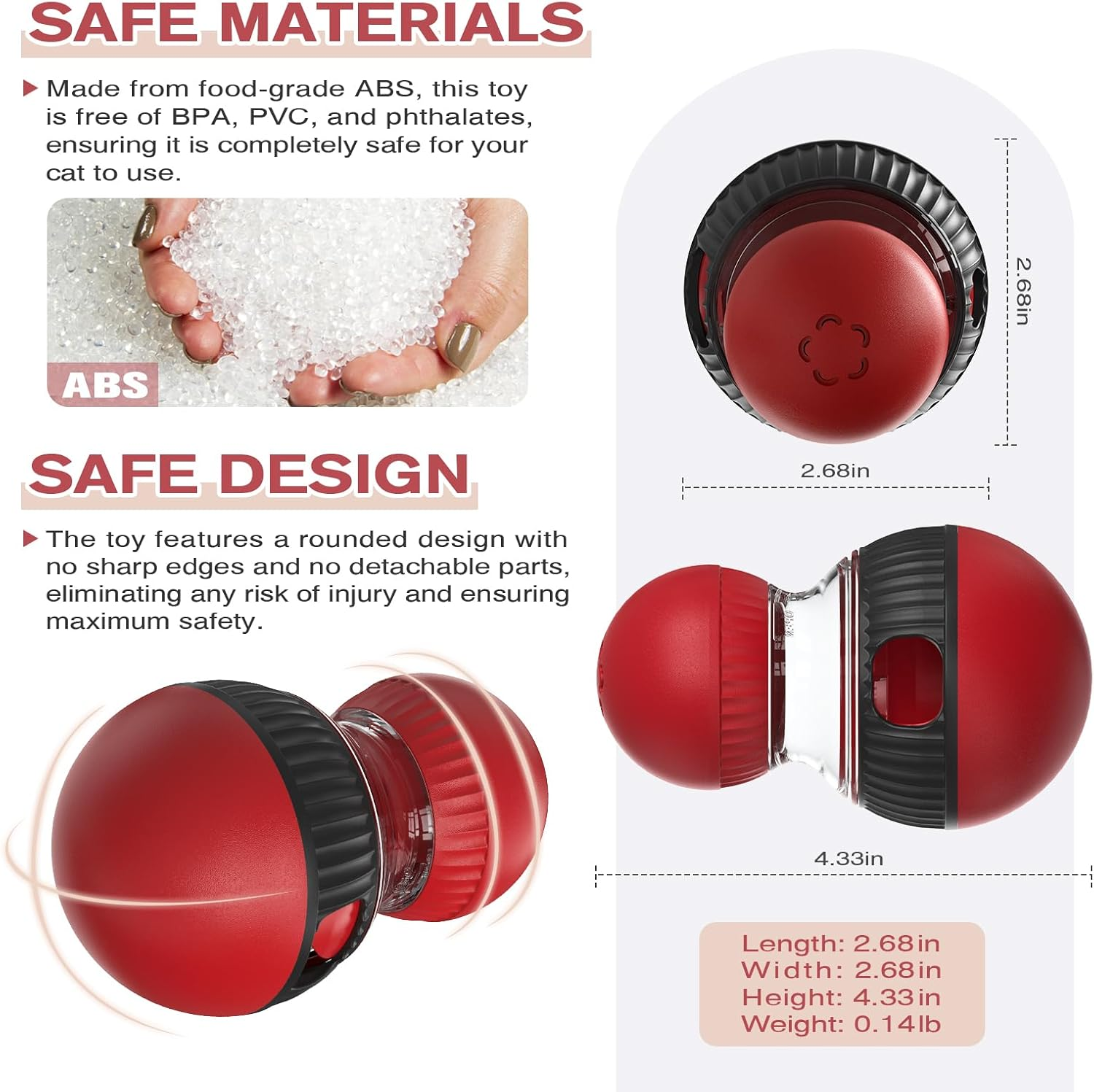 Ruiday Cat Ball Feeder Toy, Cats Food Dispenser, Cat Treat Toy with Sparrow Calls, Cats and Dog Puzzle Toys, for Indoor Training Brain Stimulation Toys image number 6