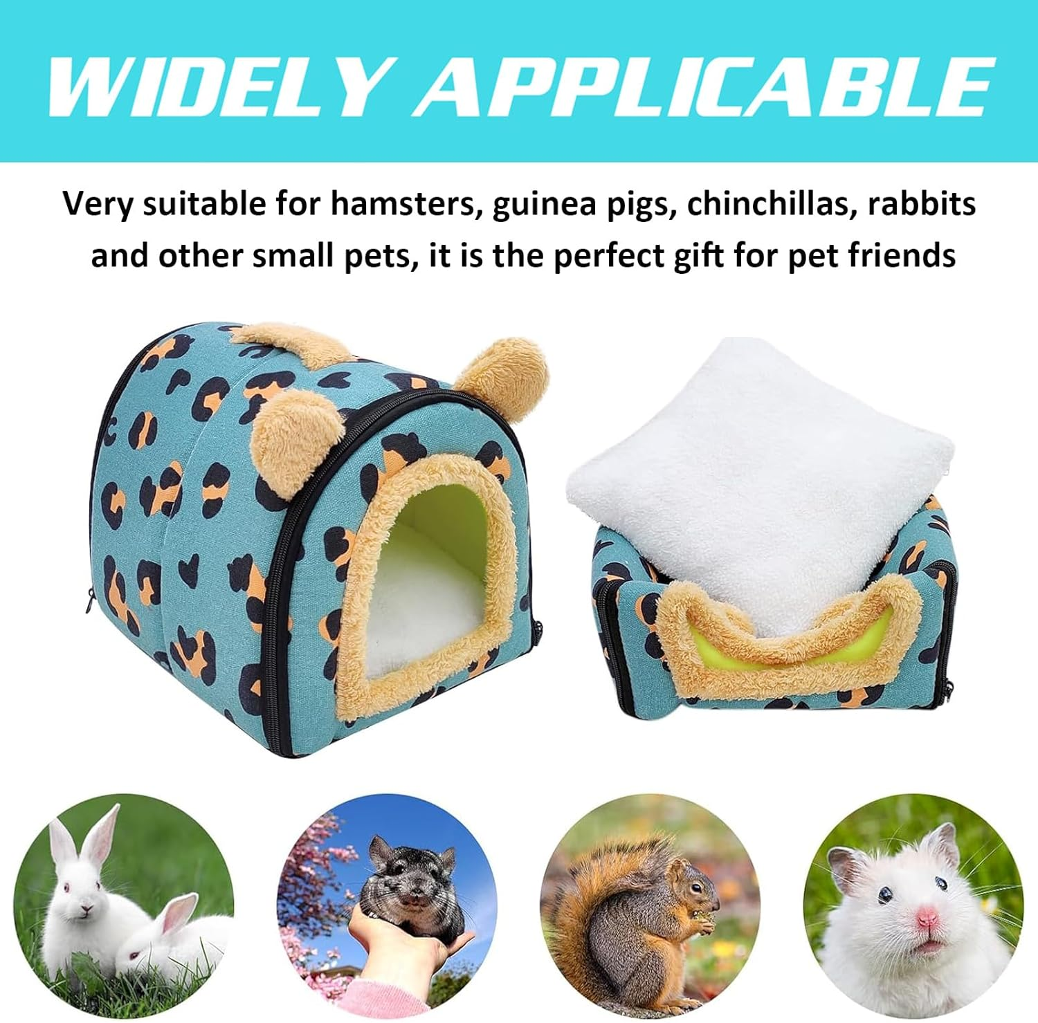 Guinea Pig Bed Cuddly Cave, Cuddly Bag, Guinea Pig Cave, Washable Rabbit Cuddly Cave, Cuddly Winter Cosy Small Animal Beds for Dwarf Rabbits, Chinchillas, Bearded Dragons, Blue image number 2