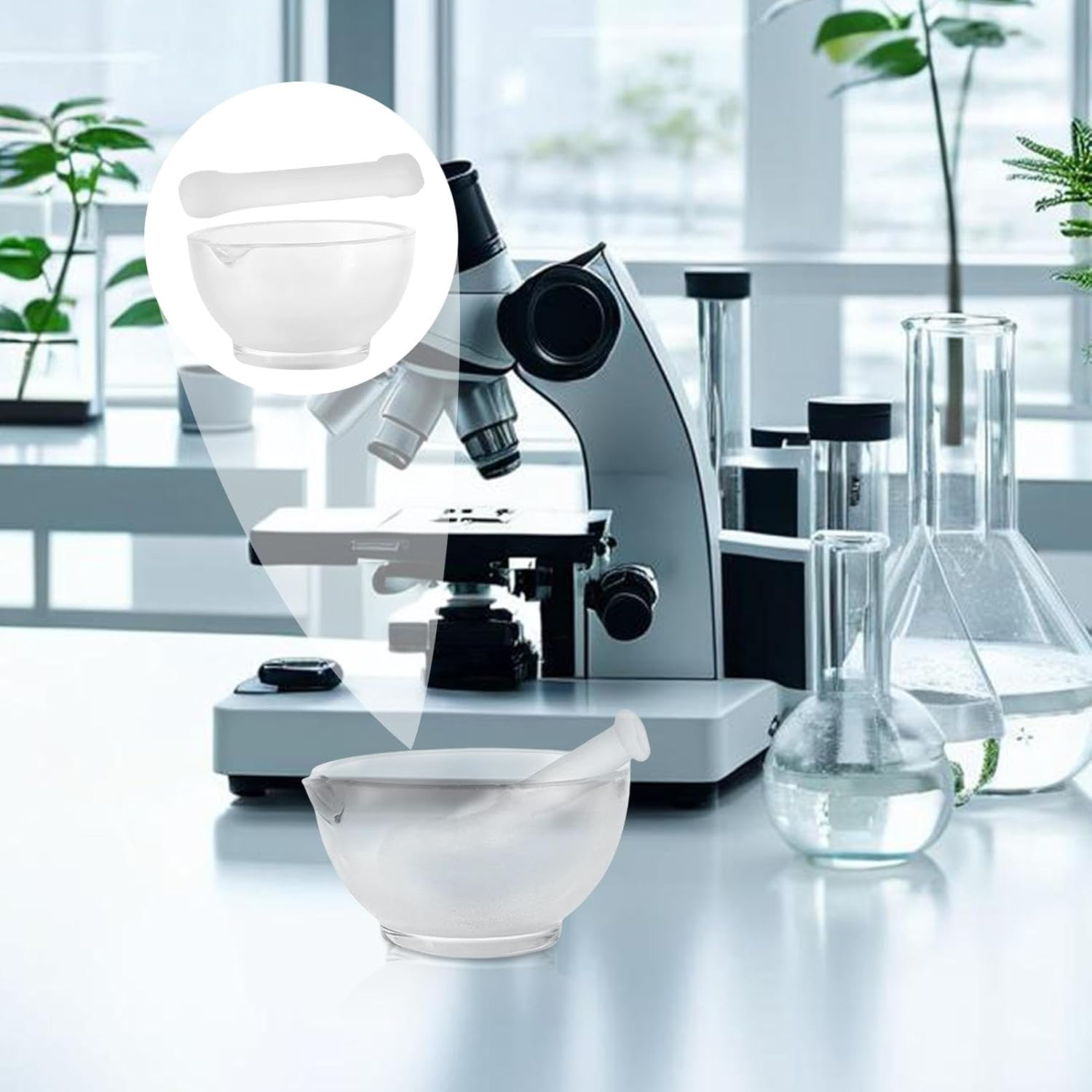 4 Set Pestle and Mortar Set - Glass Seasoning Grinder Bowl - Handheld Seasoning Mills Grinder - Pill Crusher | for Crushing and Grinding Herbs and Spices with Ease image number 1