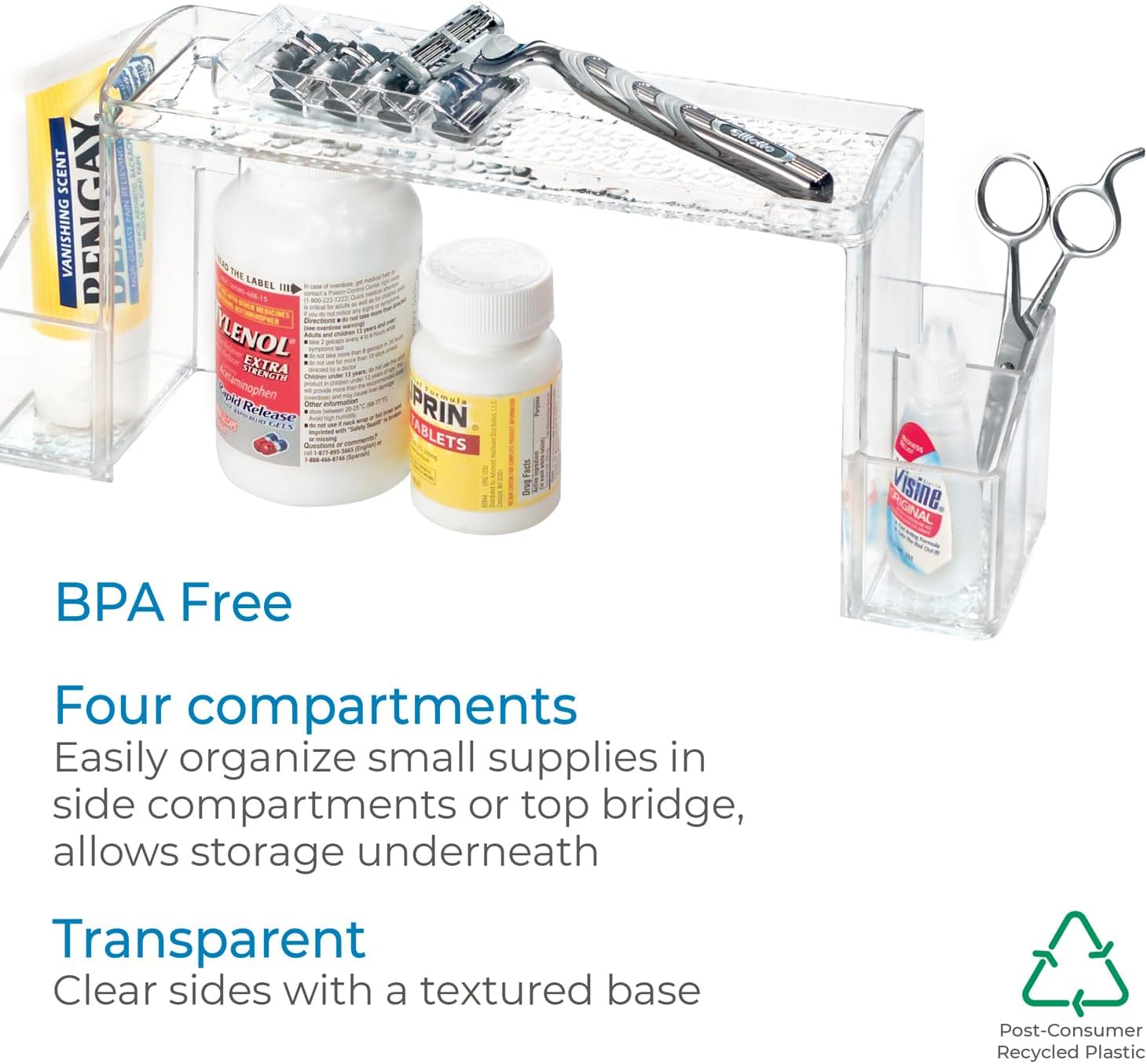 Interdesign Med+ - Makeup and Medicine Cabinet High Rise Organizer - Clear - 12 X 3 X 5.25 Inches image number 3