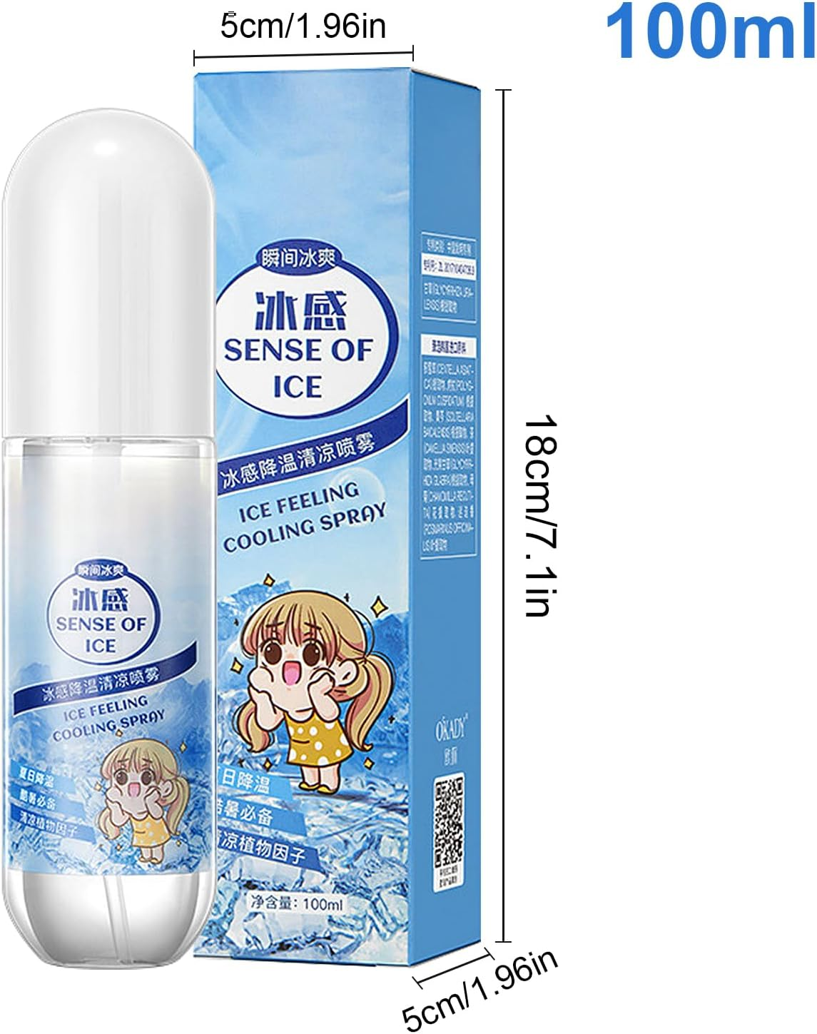 Cooling Spray for Hot Flashes | 100Ml Soothing Body Mist with Cool Agent for Skin and Stress | Lightweight Summer Refreshment for Face, Neck, Calming-Spray for Daily Use