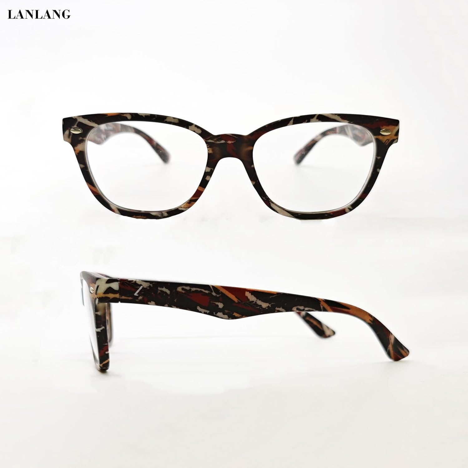 LANLANG Reading Glasses for Women Men, Spring Hinge, Clear Lens, PC Frame, Lightweight, Colorful Design, R-T006 image number 2