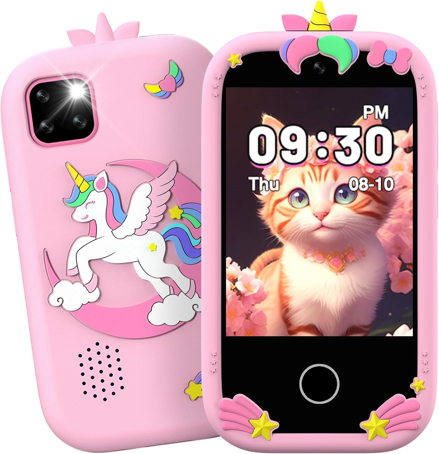 Mgaolo Kids Phone Smartphone Toy, 2.8" Touchscreen Smart Phone, Toddler Educational Learning Gift for Boys Girls Age 3-8, Games, Dual Cameras, Music Video Player, Christmas Birthday Present (Pink)