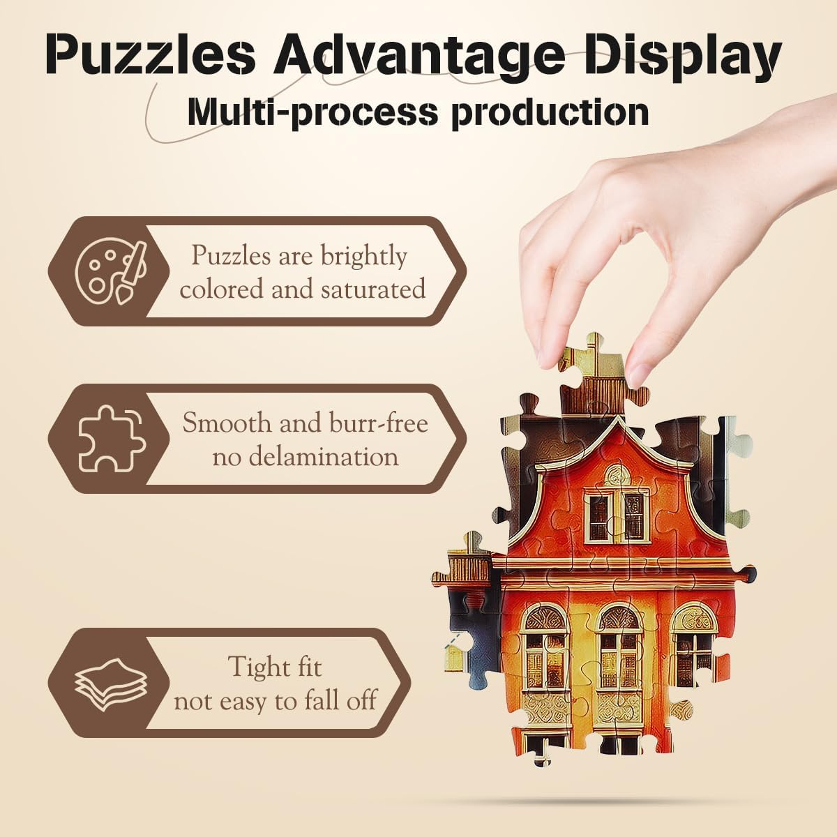 MISITU 1000 Pieces Jigsaw Puzzles for Adults Teens Challenging Difficult Puzzles Impossible Jigsaw Puzzles Art Craft Puzzles Games Toys Gifts Colorful Castle House Jigsaw Puzzles 28 X 20 Inch image number 3
