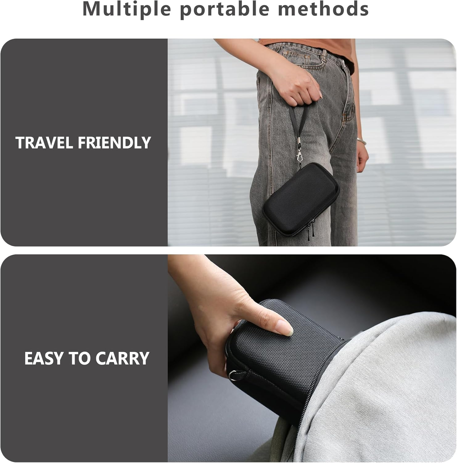 Supmay Carrying Case for Sony RX100 VII/ RX100 VI/ RX100 V/ RX100 IV/ RX100 III Premium Compact Camera, Storage Holder Travel Bag with Zipper Mesh Pocket for Charging Cable, USB Card, Black - Pink image number 3