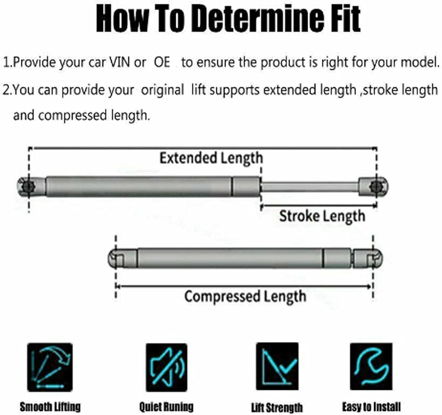 AONNOUS 6 Gas Struts for EGR Canopy Window Inc Amarok-4 Side STRT0035 760768 & 2 Rear STRT0024 315736 Lift Set-Only Work When All OE Match image number 5