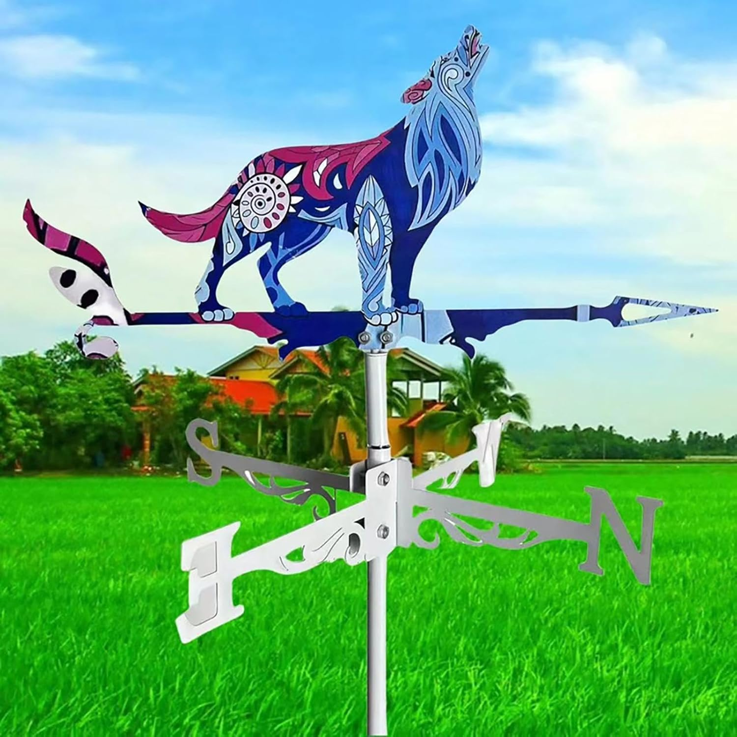 Garden Weather Vane, Farmhouse Roosters Decorations, Metal Rooster Weathervane with Wind Spinner, Perfect Farmhouse Garden Decoration for Backyard and Outdoor Spaces image number 6