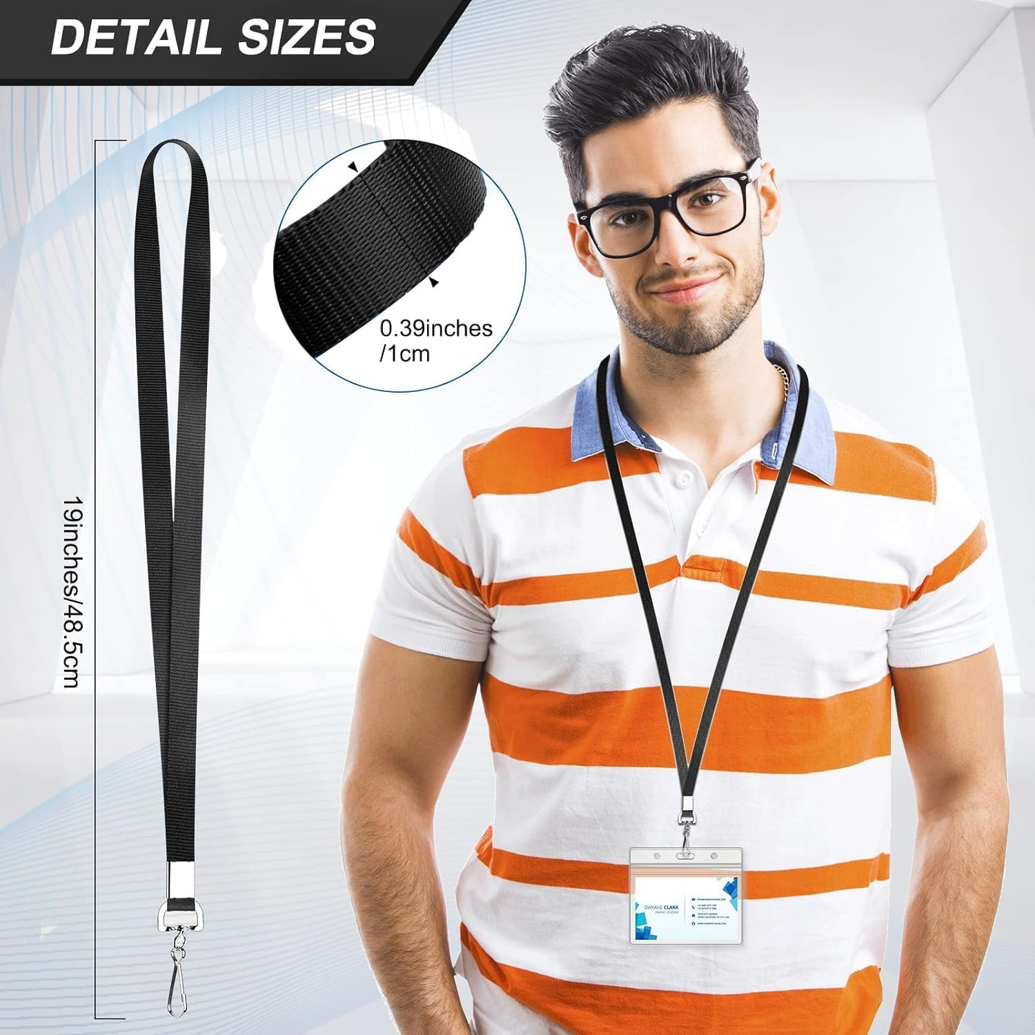 UKKQES 50 PCS Flat Neck Lanyards for Office ID Name Tags, Bulk Flat Lanyards with J Hook Clip Waterproof Lanyard, Business image number 5