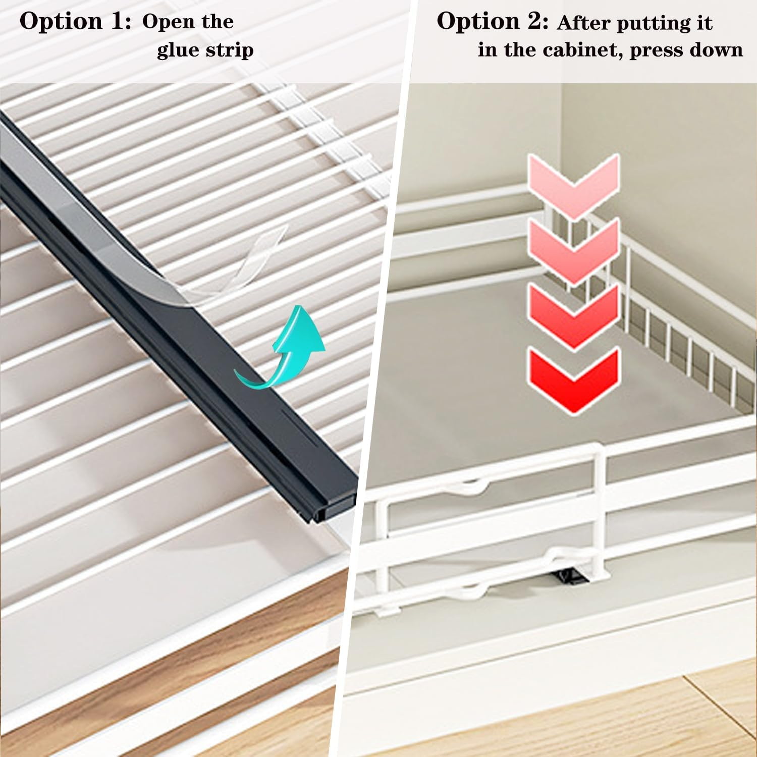 Pull Out Drawers for Cabinets, Extendable Slide Out Drawers Kitchen, Living Room, Home, Adhesive Pull Out Drawers for Cabinets, Expandable 12.2-20.7In, 16 in Deep (2 Pack) image number 3