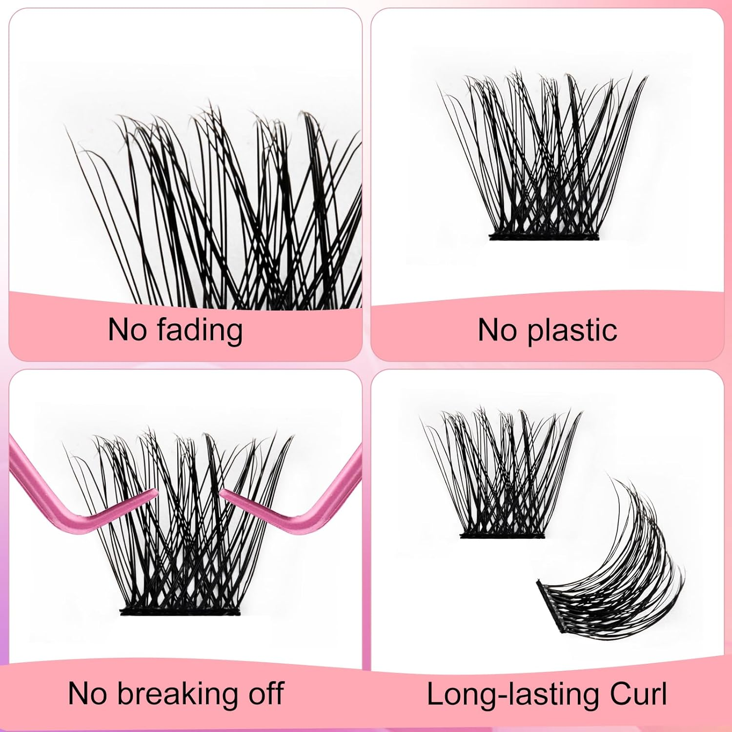 Lash Clusters DIY Eyelash Extensions Clusters Lashes D Curl 0.07 Natural Individual Lash Extensions Mixed Tray False Eyelashes Soft & Strong Thin Band DIY at Home (F32-07-D, 8-16Mm) image number 4