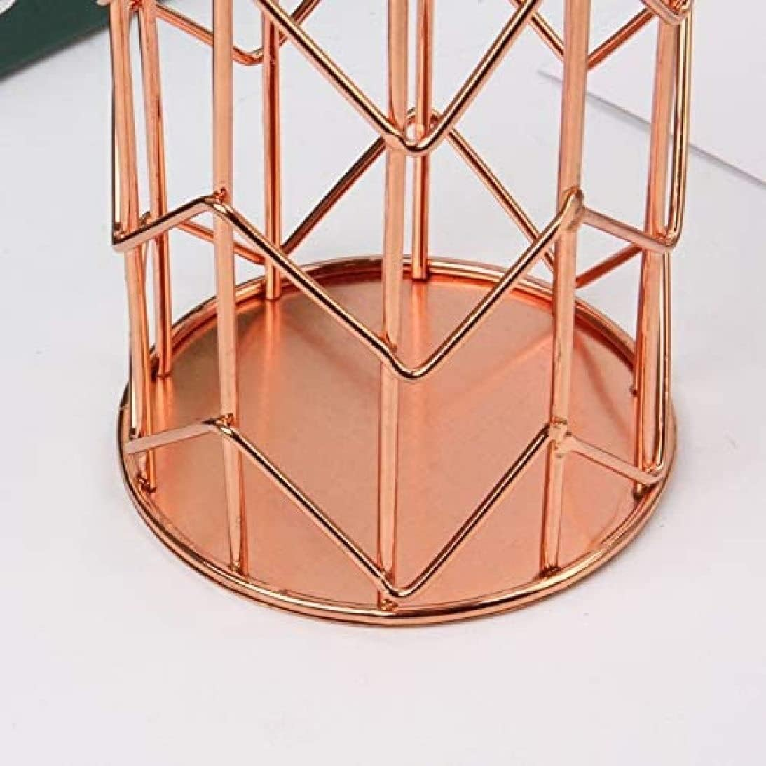 Metal Pencil Holder Multipurpose Desk Organiser Rose Golden Pen Holder for Makeup Brush Penrose image number 1