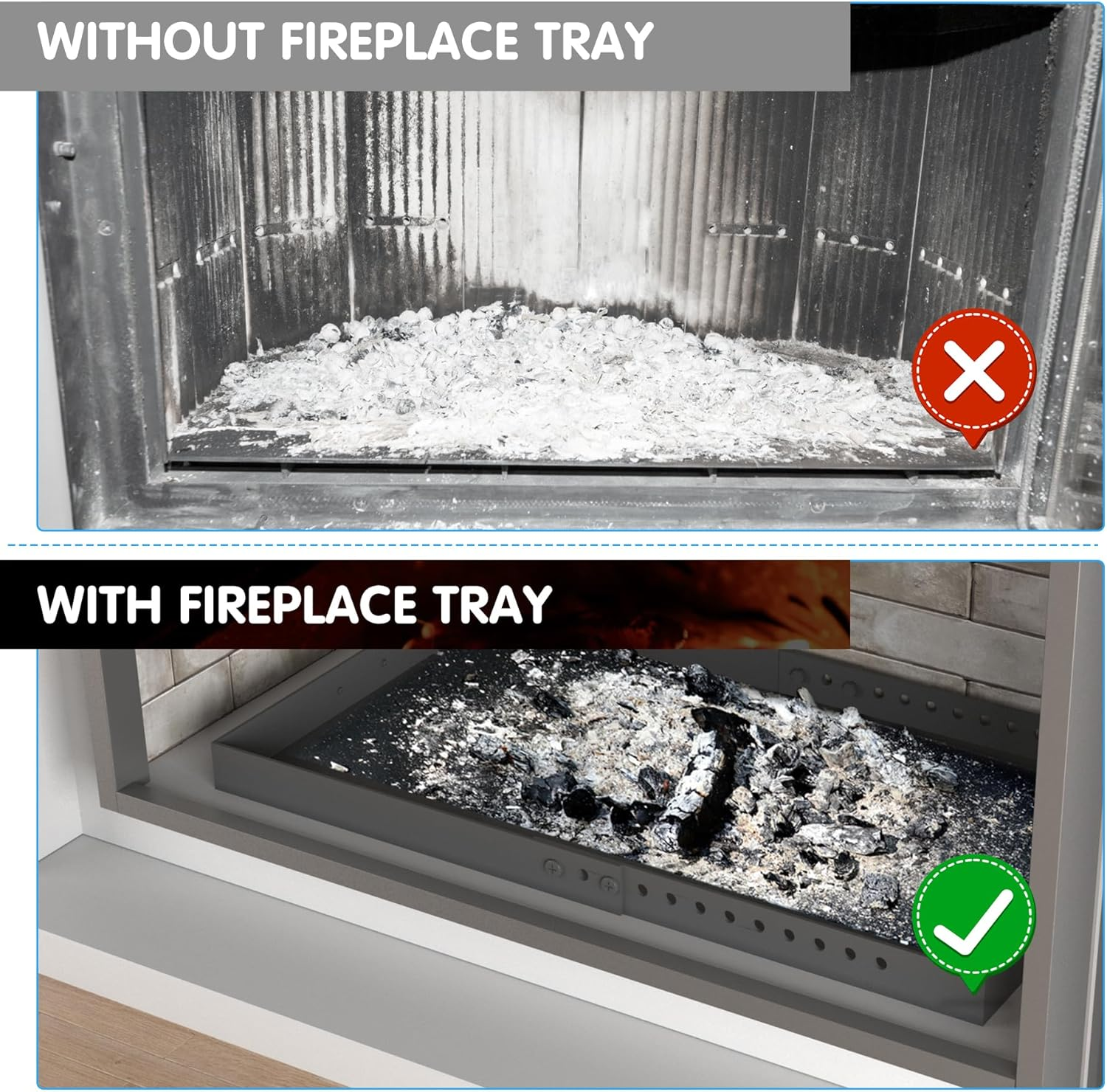 Air Jade Expandable Fireplace Tray, Galvanized Steel Ash Pan with Handles for Collecting Ash, Adjustable up to 31.5" X 15" Ember Holder Fireplace Pan, Black, Rectangle image number 6