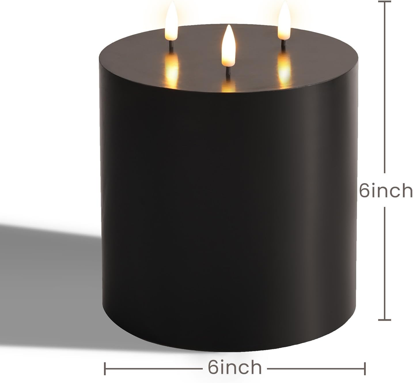 3 Wick Black Flameless Candle with Remote, Large Halloween LED Pillar Candle, Battery Operated Candle 6X6 Inch image number 4