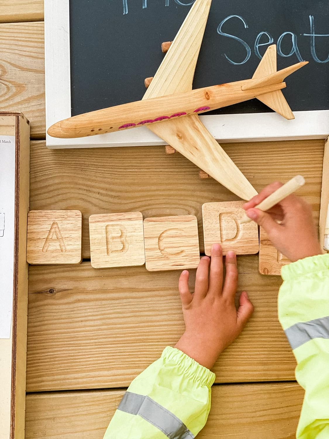 Preschool Learning Letter Tracing | Montessori Wooden Alphabet Tracing | ABC Flash Cards | Double Sided Uppercase and Lowercase | Includes Storage Box and Stylus Pen | Set of 26 Pieces