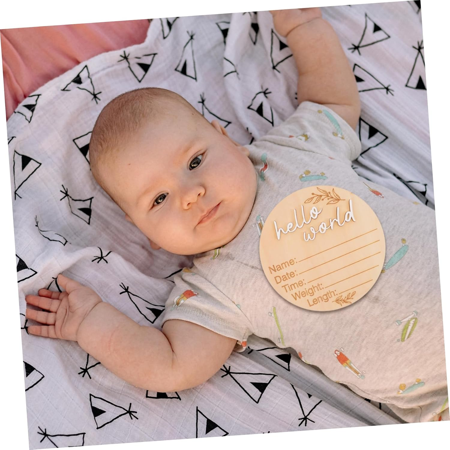 2Pcs Name Announcement Sign Newborn Keepsake Plaque for Nursery Decor for Birth Announcements Photography Polished Natural Design