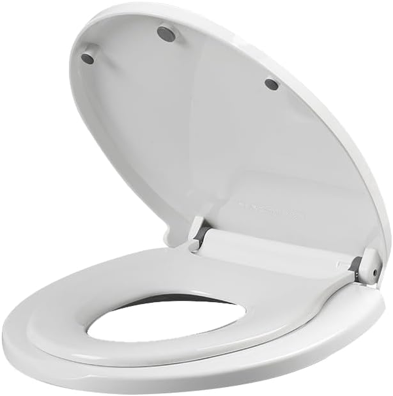 Pandaear Toilet Seat with Build-In Toddler Potty Training Seat, Elongated Toilet Seat with Splash Guard for Toddler Training, Easy to Install & Slow Close (Elongated) image number 4