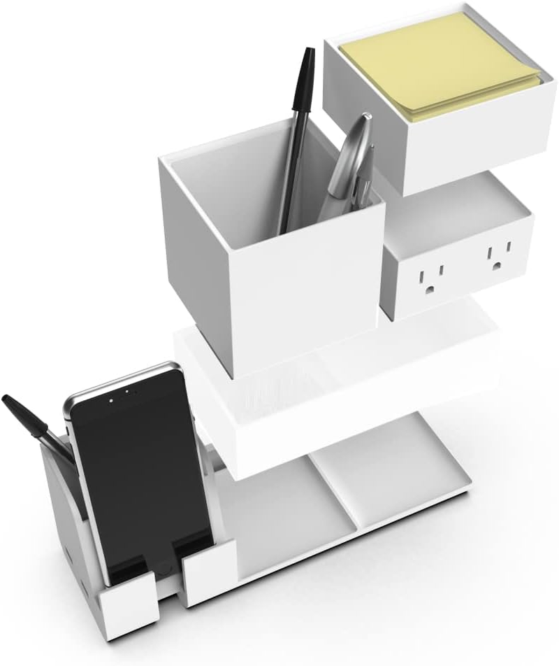 Bostitch Office Konnect Desk Organizer Accessory Tray & Storage Cup Bundle, Stacks for Desktop Storage,Makeup Organization, Black