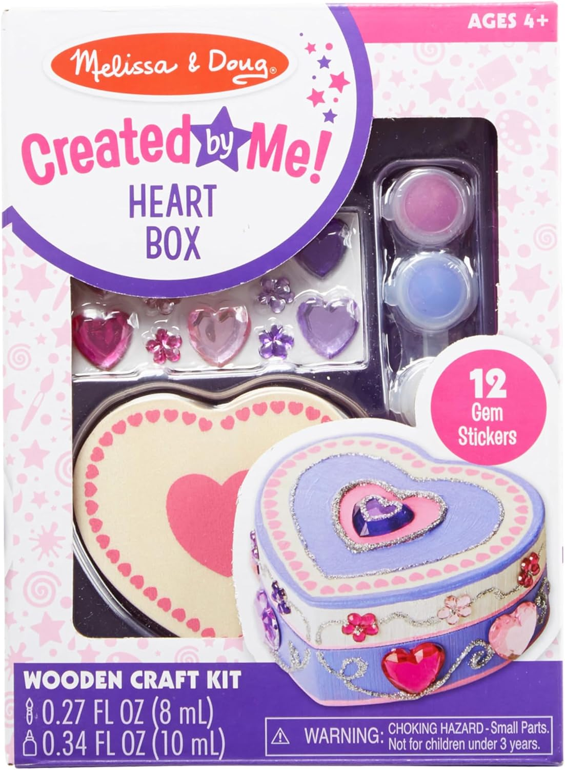 Melissa & Doug Created by Me! Wooden Heart Box Craft Kit for Kids Age 4+ &ndash; Paint & Decorate Keepsake Box image number 1