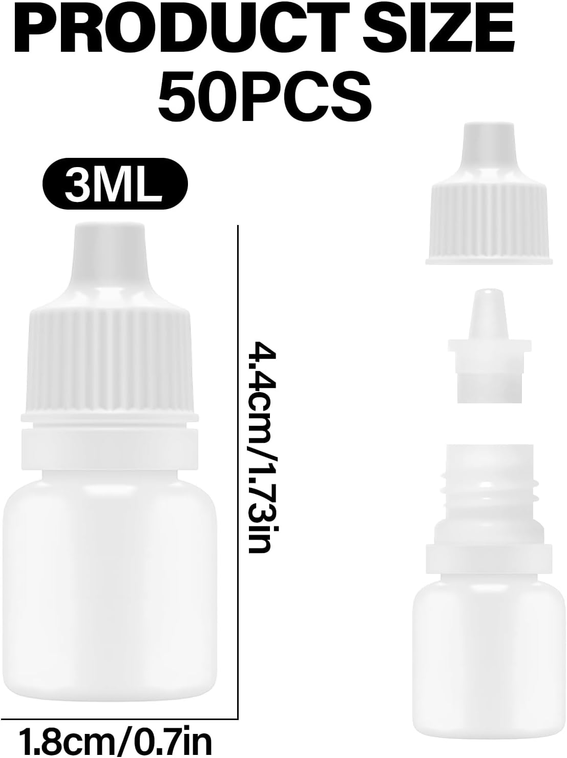 TEAONE Empty Liquid Bottles, 50 PCS 3Ml Plastic Squeezable Dropper Bottles for Liquid Dispensing Storage image number 2