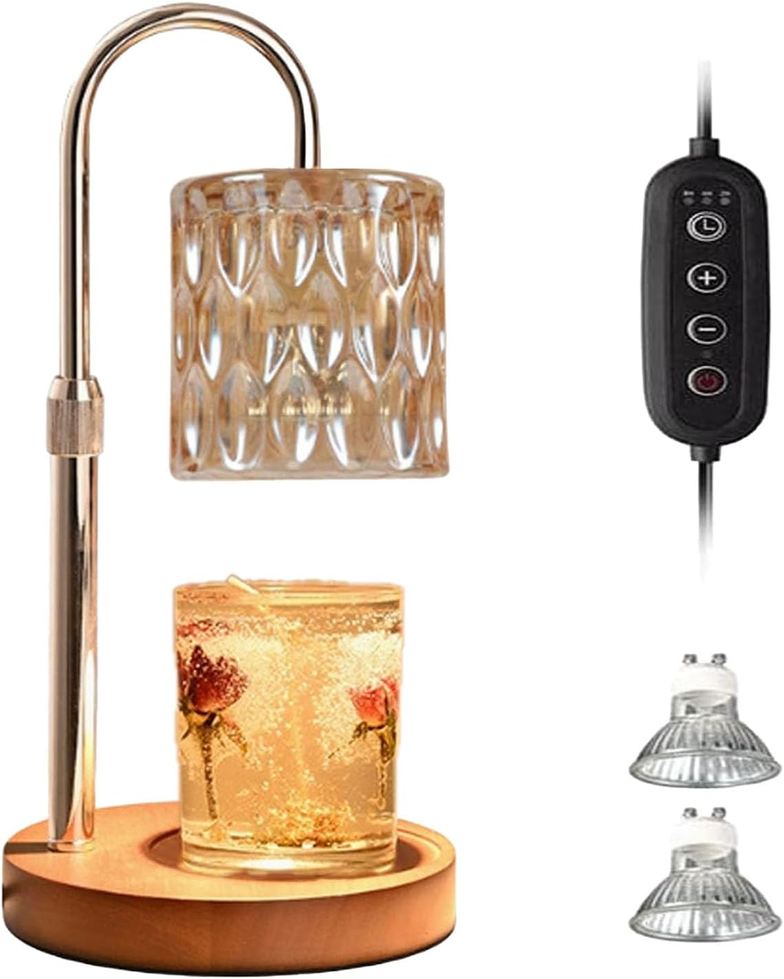 Dimmable Candle Warmer Lamp with Timer, Height Adjustable Electric Wax Warmer for Home Decoration with Top down Light Heat Melting for Any Size Jar Candles