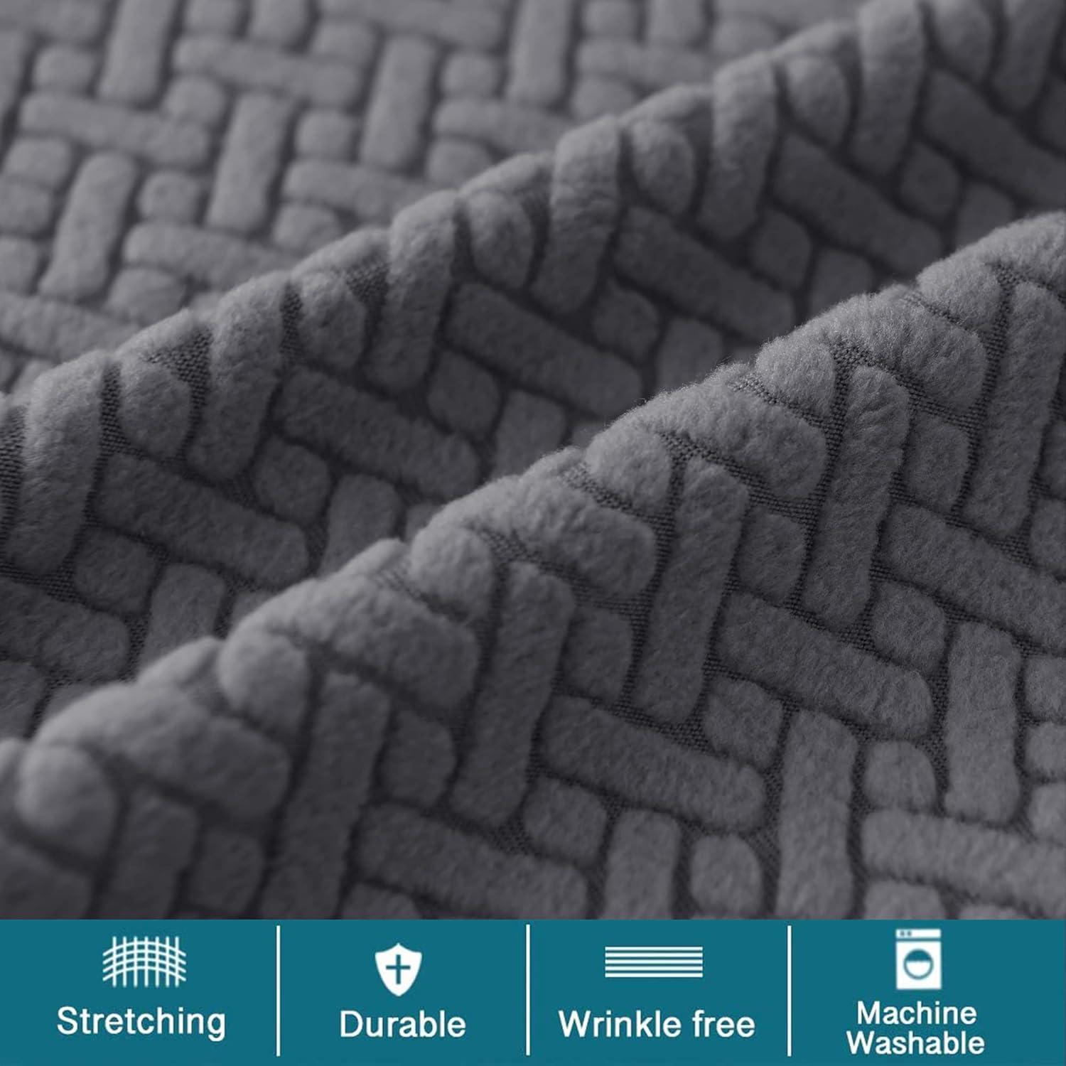 HFCNMY Bar Stool Covers,4 Pack Stretch Bar Stool Covers with Backs Jacquard Bar Stool Chair Covers Barstool Covers Slipcovers with Back Pub Counter Stool Chair Covers with Elastic Bands Dark Gray image number 3