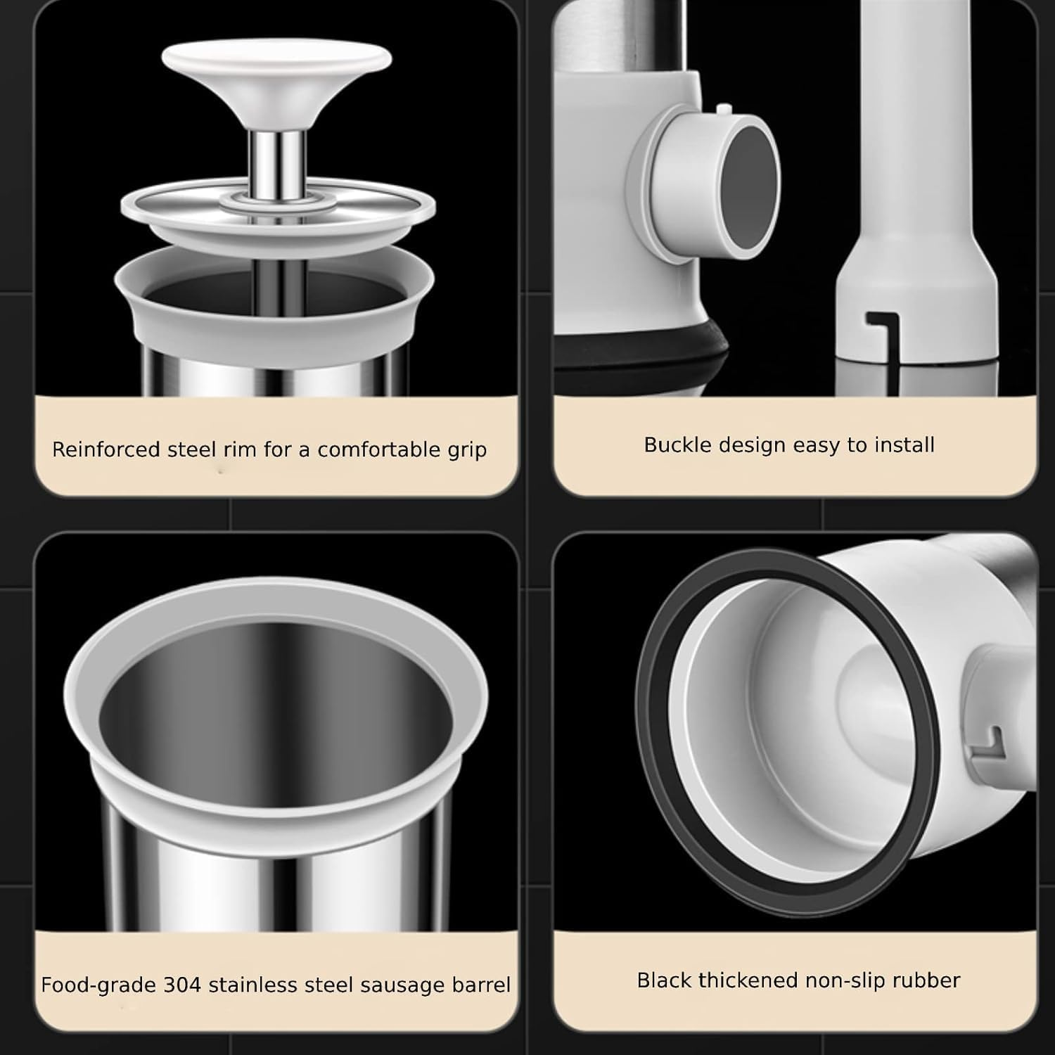 Sausage Stuffer Machine W/4 Stuffing Tubes, Meat Stuffer Sausage Filling, Homemade Manual Vertical Sausage Maker Tool Kit for Household Kitchen, 2.2 LBS Large Capacity image number 3