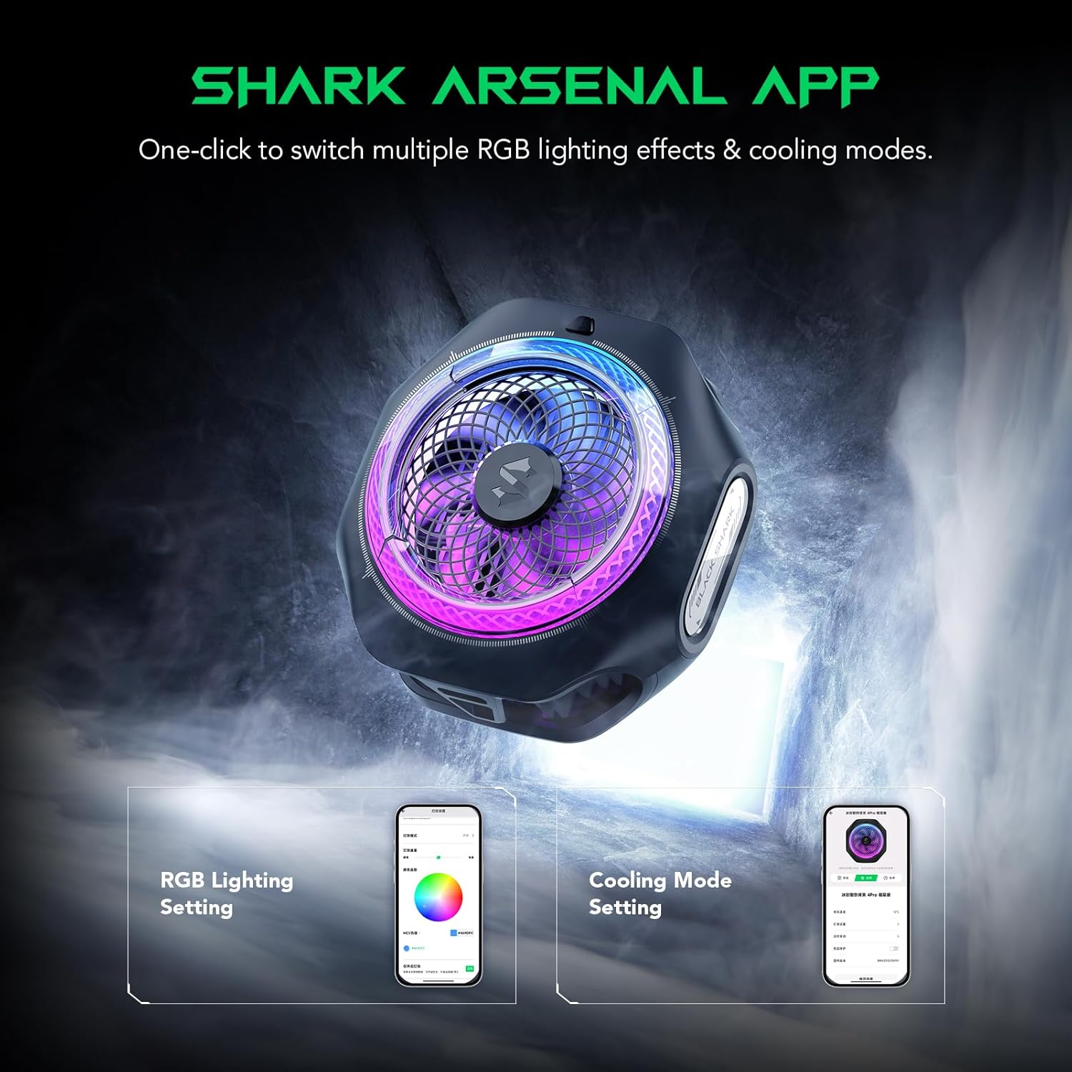 Black Shark Phone Cooler, Magcooler 4 Pro Magnetic Phone Cooling Fan, RGB Light, App, 27W Cellphone Radiator for Gaming & Video Streaming & Car Driving Mobile Cooler for Phones & Tablets & Ipads image number 3