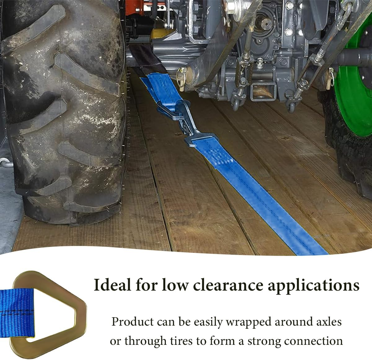 DXNQ 2" &times; 29" Premium Axle Tie down Strap with D Rings, Heavy Duty Axle Strap with Protective Sleeve Working Load Limit 6614 Lbs, High Tension Axle Strap for Securing Car Transport (Blue) image number 3