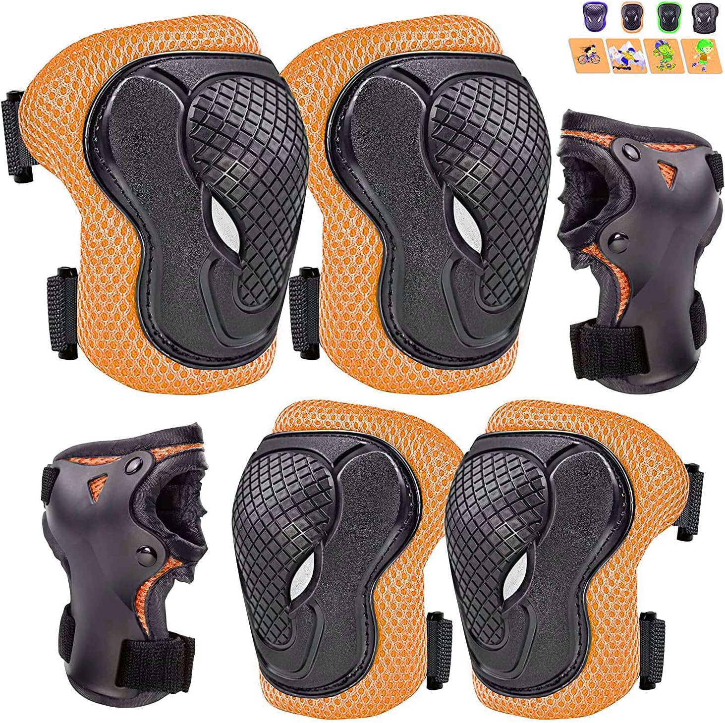 PHZ. Kids Knee Pads Elbow Pads Wrist Guards 6 in 1 Protective Gear Set for Inline Roller Skating Skateboarding Scooter BMX Etc. image number 1
