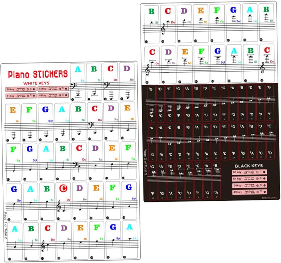 4 Sets Piano Replacement Piano Stickers for Beginners Piano Chord Stickers Electronic Keyboard Sticker Keyboard Letter Stickers Electronic Organ Sticker Hand Roll Staff Child
