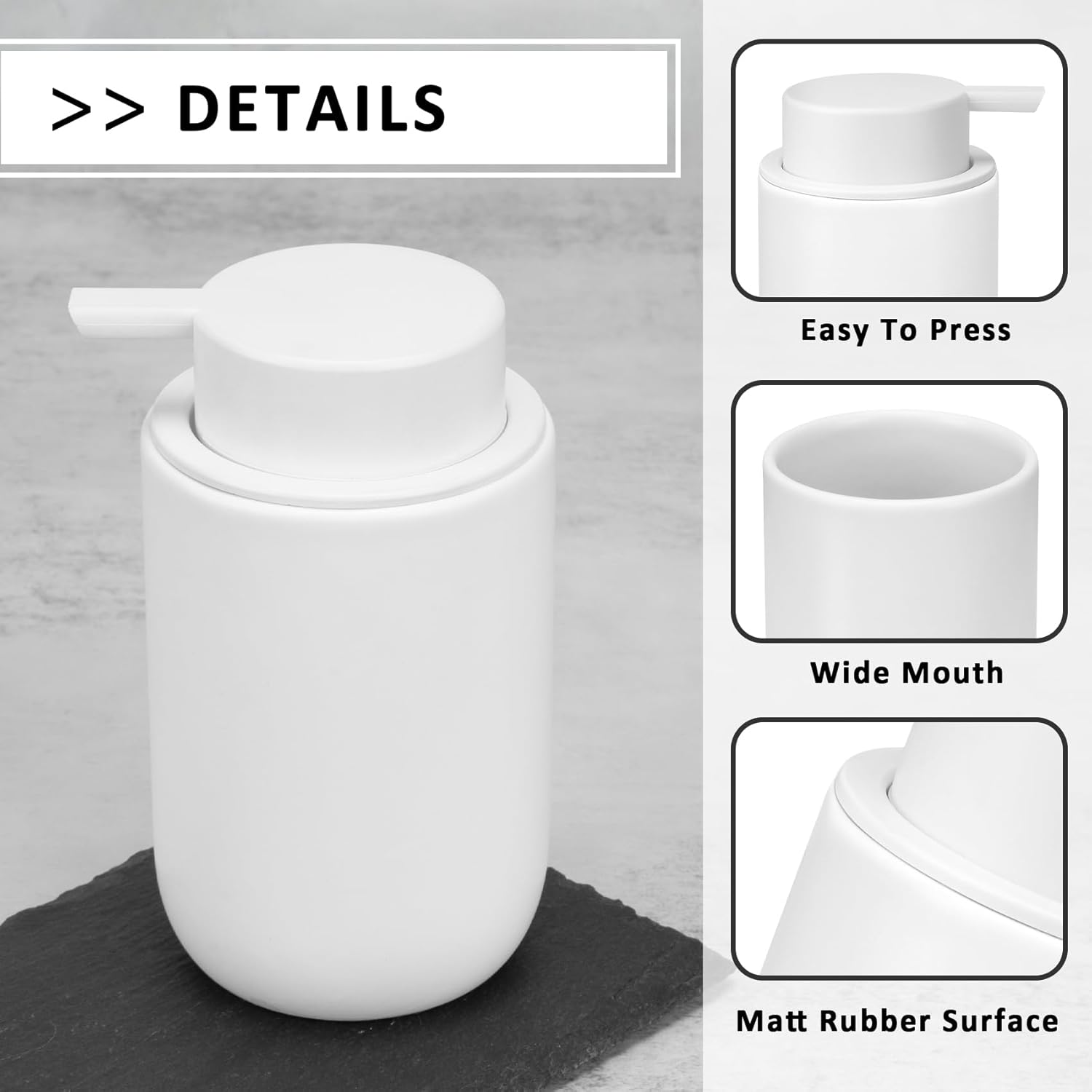 Soap Liquid Dispenser Ceramic with Easy-To-Press Pump Hand Liquid Dispenser (Can'T Foam) for Shampoo Bathroom Countertop 13.5 Oz - Foam-Retro-Silverwhite image number 6
