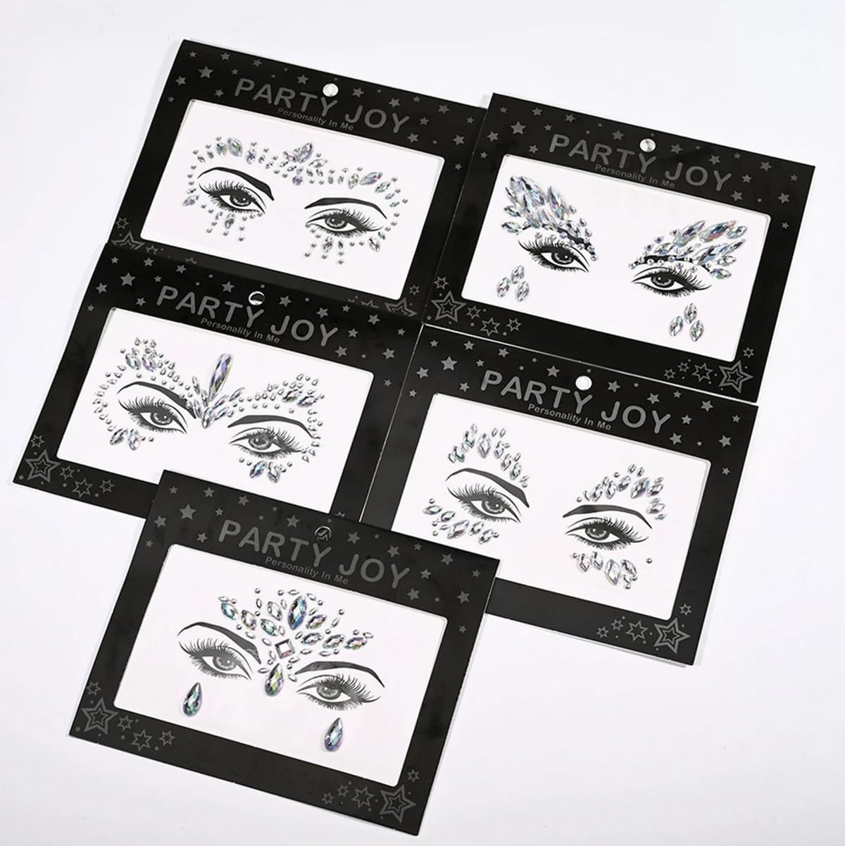 5Pcs/Set 3D Rhinestone Face Sticker Festival Party Glitter Diamond Makeup Jewelry Face Tattoo Sticker Crystal Gems Jewels Face Decoration image number 6