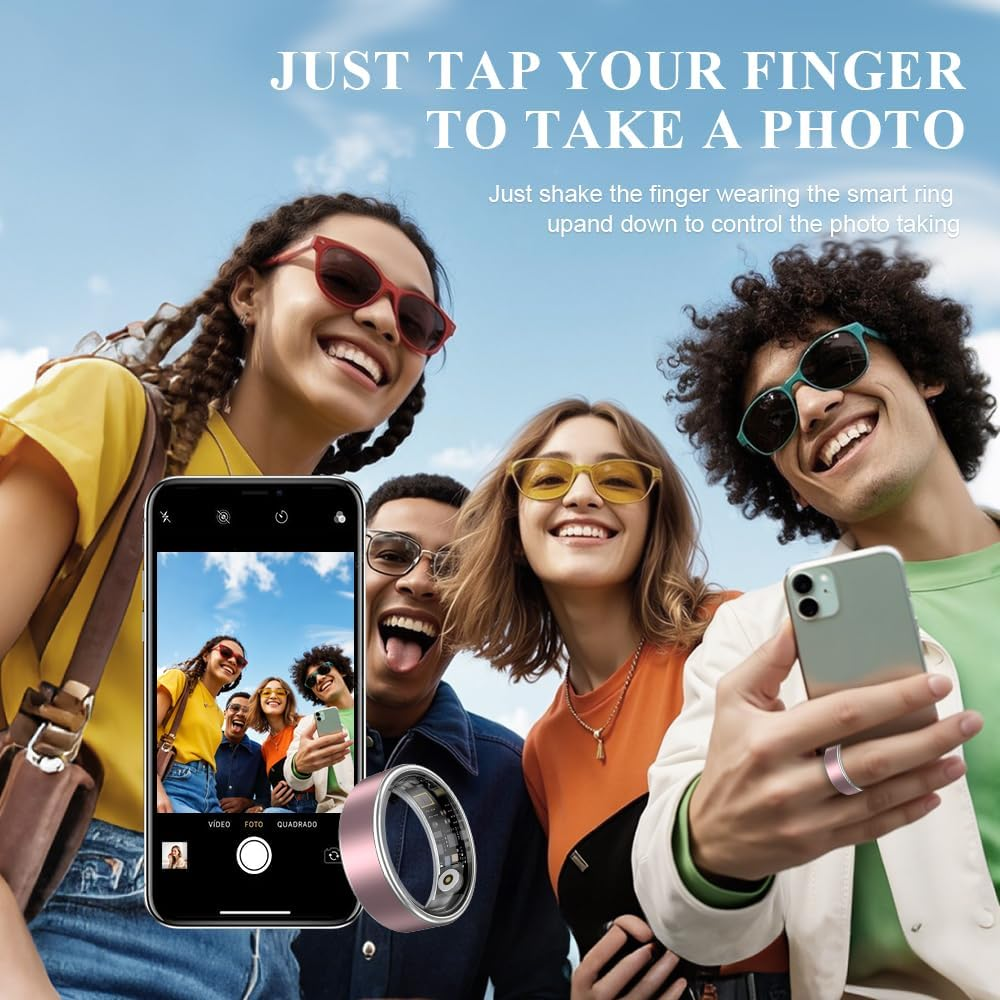 Smart Ring Health Management | Sleep Exercise Monitor |5-7 Days Battery Life | Magnetic Charging Case | Multi-Sport Mode | 10ATM Waterproof | for Men & Women (Pink, Size 7) image number 6