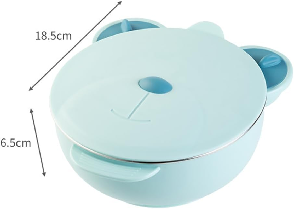 Ifundom Children S Tableware Set Stainless Steel Suction Bowl with Divided Plate Portable Insulated Lunch Box for Baby Food Feeding and Outdoor Use - Pink image number 5