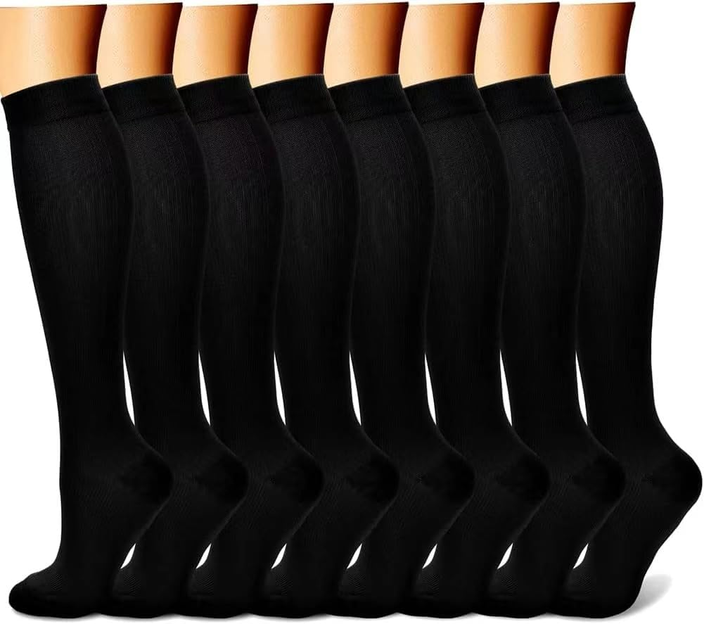8 Pairs Compression Socks for Women & Men 15-20 Mmhg Compression Stockings for Blood Circulation,Support Socks for Running,Nurses,Athletic,Hiking,Flight,Travel,Pregnancy